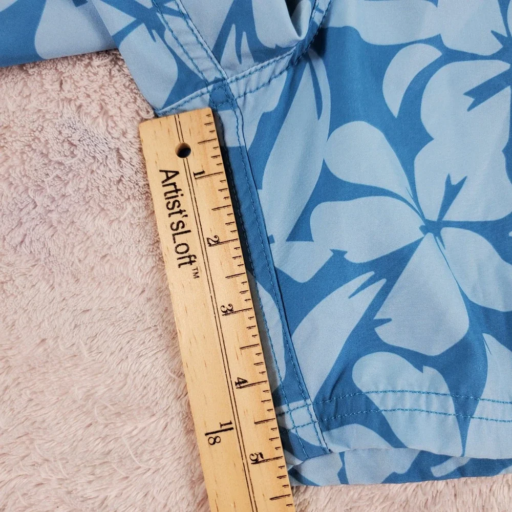 J.Crew Flex Swim Trunks Mens Medium Blue Hibiscus Floral Mesh Lined 5